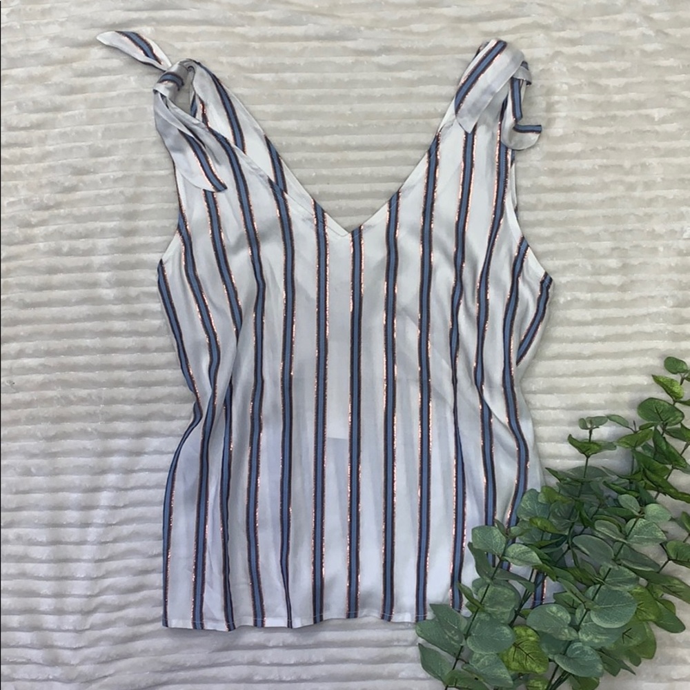 NWT Copper Key Sleeveless Striped Blouse Sz L
